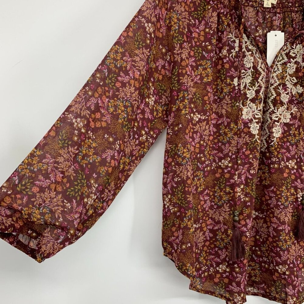Mason & Belle Top Floral Print Bobby Embroidered Tie Detail NWT - Picture 7 of 12